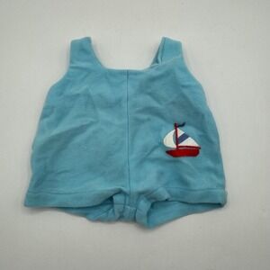 Coleco Cabbage Patch Kids Doll Romper Blue Sailboat Embroidered Vintage 14G